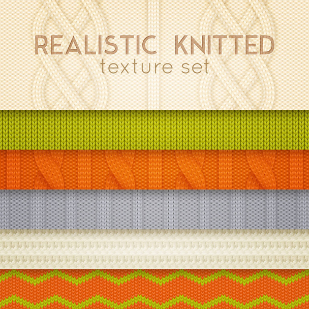 Realistic Knitted Patterns Horizontal Layers  - Vector, Image