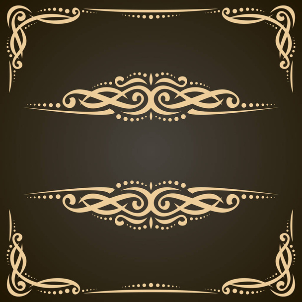 Vector decorative golden frames on dark - Vector, Imagen