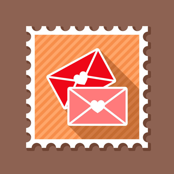 Two envelope stamp. Love Letter - Vetor, Imagem