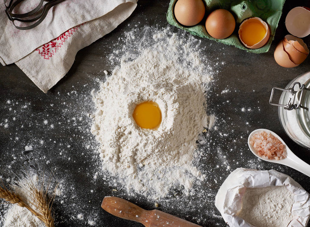 Egg in flour - Photo, Image