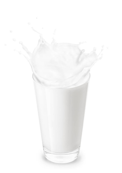glass of milk with splashes - Φωτογραφία, εικόνα