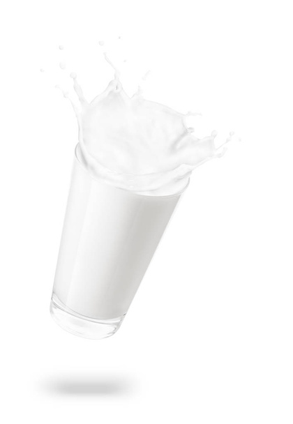 glass of milk with splashes - Valokuva, kuva