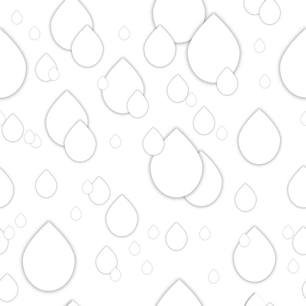 Seamless 3d pattern. Paper water drops and soft shadow. White background. Vector paper water drops collage. Geometric design for banner, cover, brochure, flyer, template. - Wektor, obraz