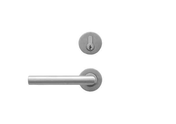 Metal door handle lock  isolated on white - Photo, Image