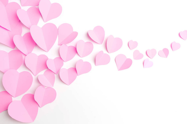 Pink paper hearts isolated on white - Zdjęcie, obraz