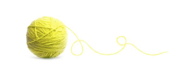 Yellow ball of Threads wool yarn - Photo, image