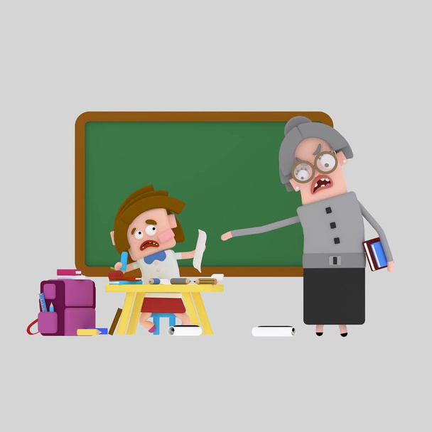 Profesora enojada. ilustración 3d
 - Foto, imagen