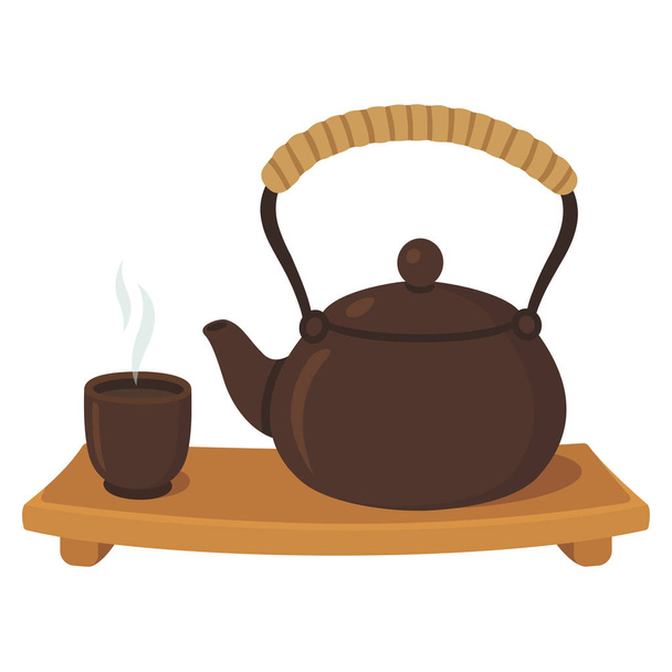 Japanese teapot set - Vector, afbeelding
