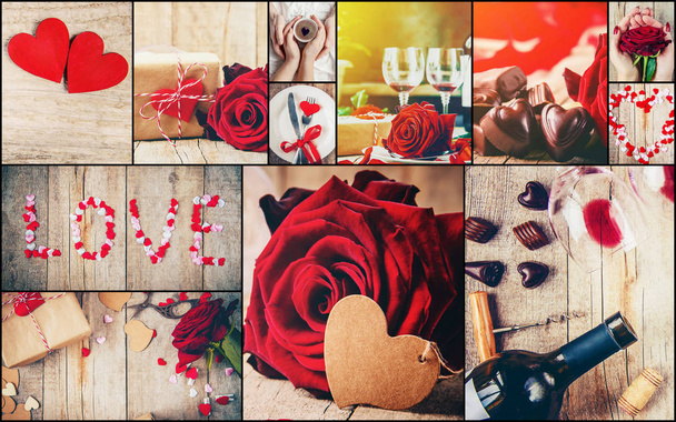 Collage van liefde en romantiek. Selectieve aandacht. - Foto, afbeelding