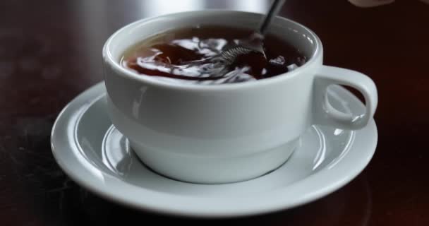 Mix sugar in a tea cup - Πλάνα, βίντεο