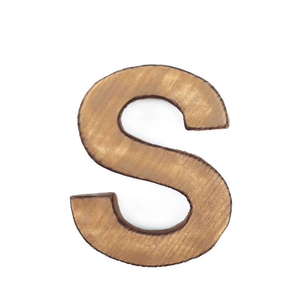 Single sawn wooden letter isolated - Foto, imagen