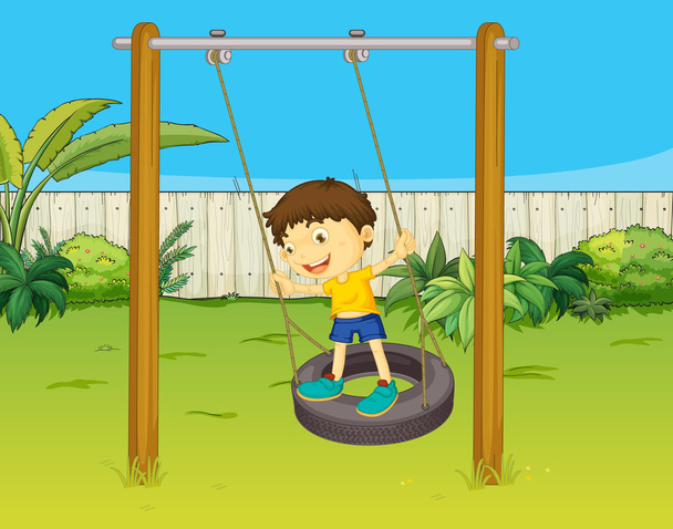 Un garçon se balance sur une roue
 - Vecteur, image