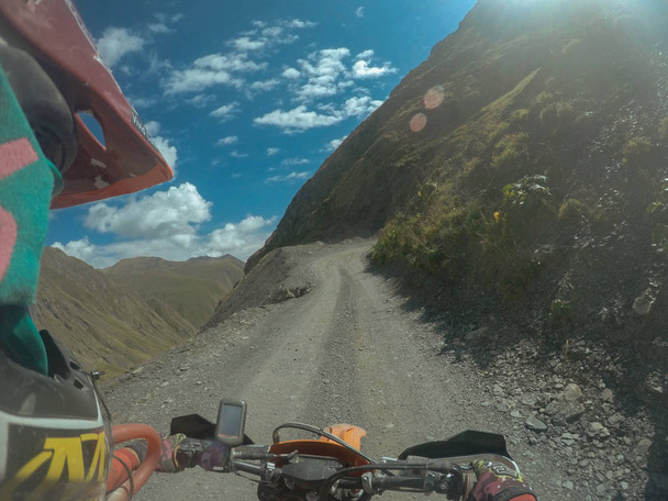 Enduro journey with dirt bike high in the mountains - 写真・画像