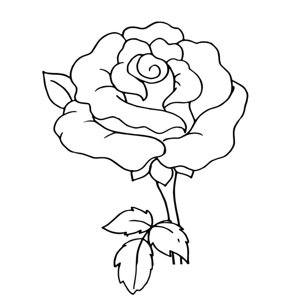 Cute cartoon rose on white background for childrens prints, t-shirt, color book, funny and friendly character for kids - Vecteur, image