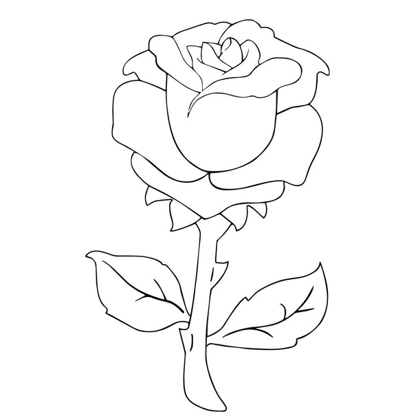 Cute cartoon rose on white background for childrens prints, t-shirt, color book, funny and friendly character for kids - ベクター画像