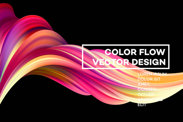 Modern színes áramlás poszter. Hullám Folyékony forma fekete színű háttérrel. Art design a tervezési projekt. Vektorillusztráció - Vektor, kép
