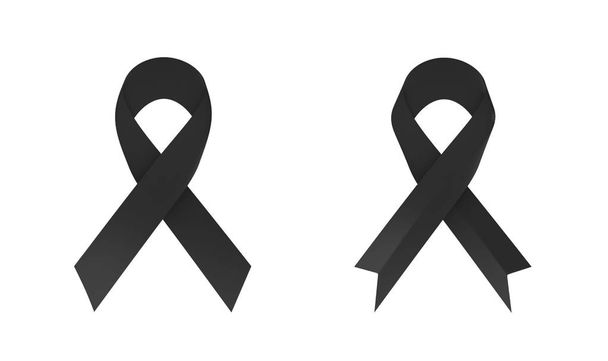 Black awareness ribbon on white background. 3D illustration - Photo, Image