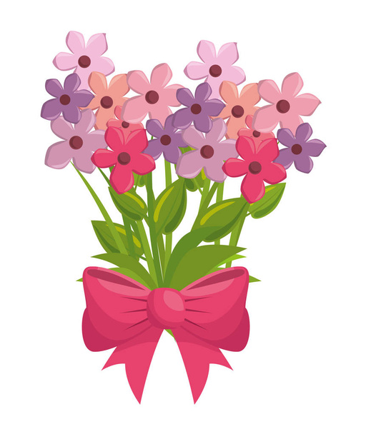 cute flowers with bown - Vector, Image