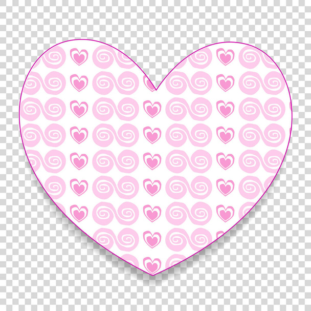 Cute big pink paper cut heart sticker with little hearts pattern - Vector, Image