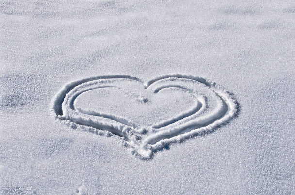 heart engraved in the snow - Photo, Image