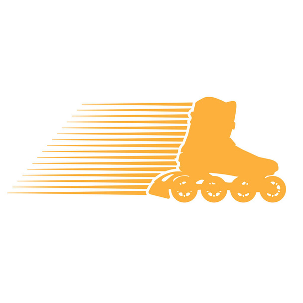 Silhouet van rolschaatsen - rollerblade snelheidssymbool op wit - Vector, afbeelding
