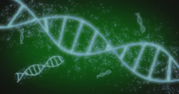 Pyörivä DNA, jolla on kaavan tausta. Geenitekniikan tieteellinen käsite
 - Materiaali, video