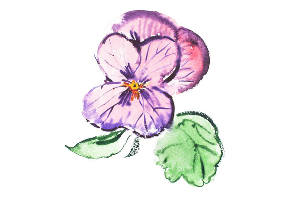Watercolor drawing of fresh flowers aquarelle painting - Fotografie, Obrázek