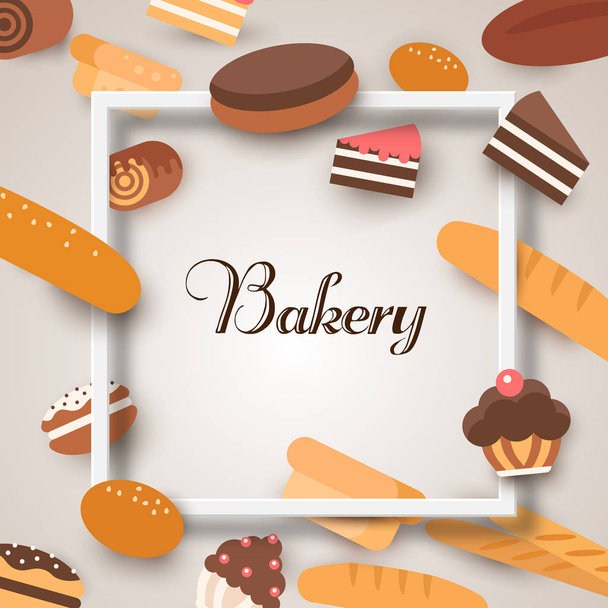 Bakery banners. Baking, bread and cakes. Vector flat - Вектор,изображение