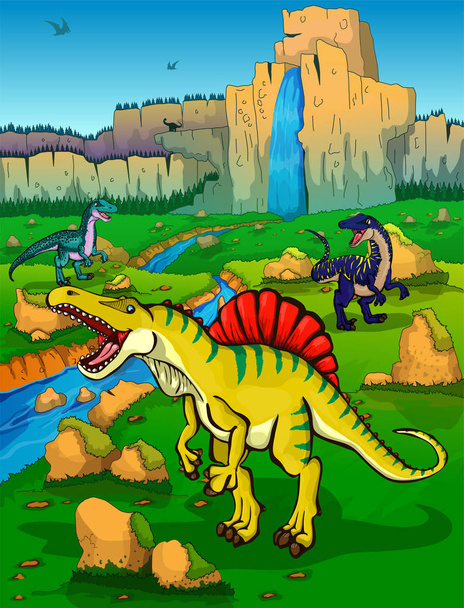 Spinosaurus luonnon taustalla
 - Vektori, kuva