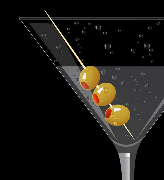 Cocktail on black background - Vector, afbeelding
