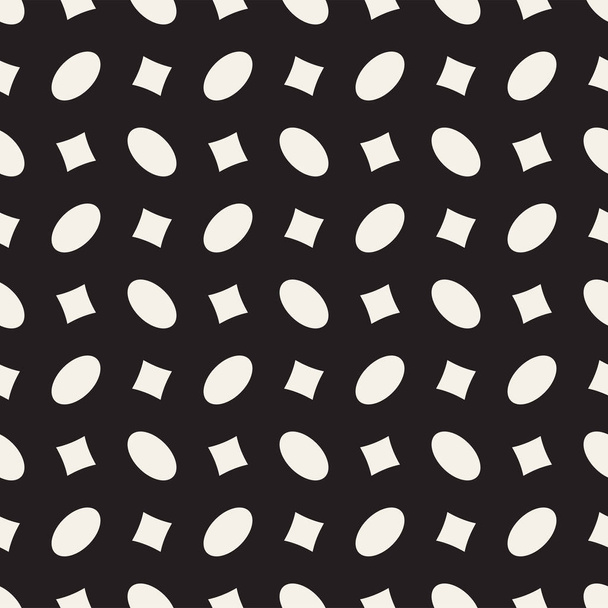 Vector geometric seamless pattern with curved shapes grid. Abstract monochrome rounded lattice texture. Modern repeating textile background design - Vecteur, image