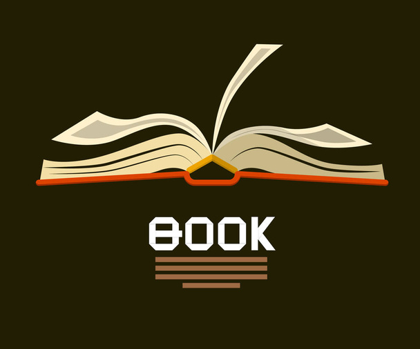 Libro abierto. Logo del vector. Símbolo de librería de diseño plano
. - Vector, Imagen
