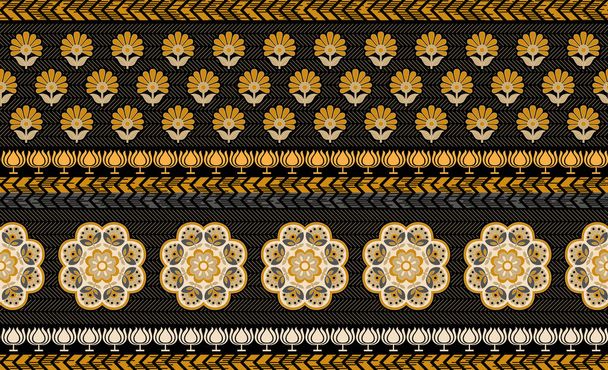 Borde floral textil sin costuras sobre fondo oscuro
 - Foto, Imagen
