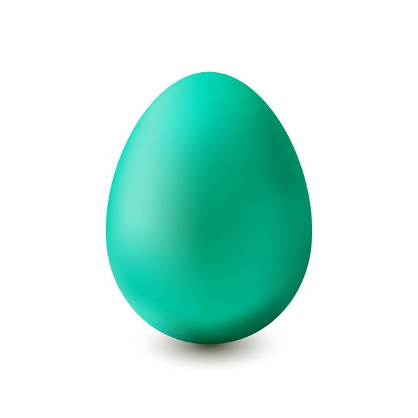 Зеленое пасхальное яйцо на белом фоне с легкой тенью
 - Вектор,изображение