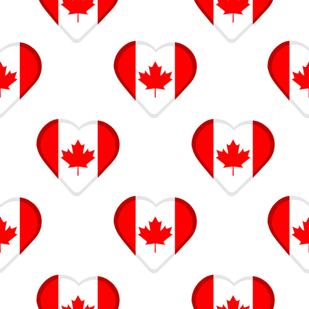 Patrón sin costuras desde los corazones con la bandera de Canadá
.  - Vector, imagen