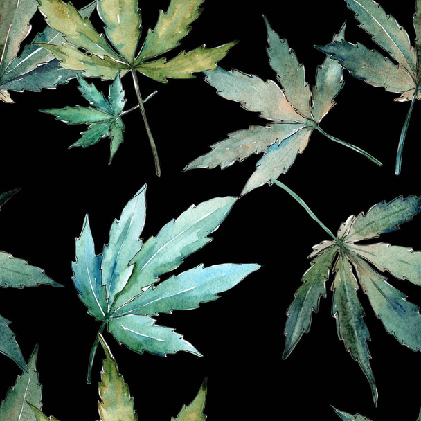 Cannabis levelek minta akvarell stílusú. - Fotó, kép