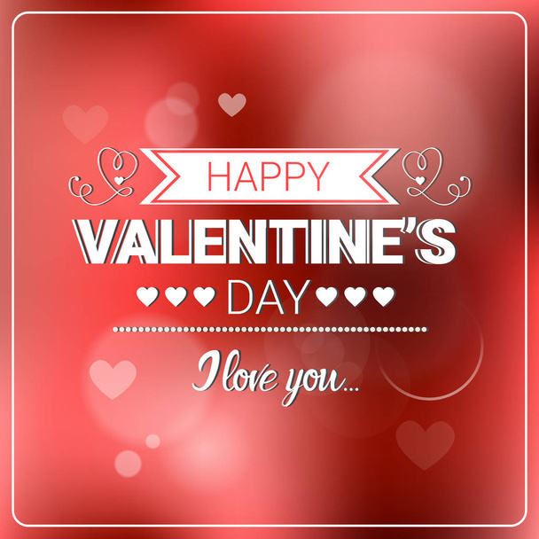 Happy Valentine Day Retro Background Bokeh Blurred Greeting Card For Love Holiday - Vector, Image