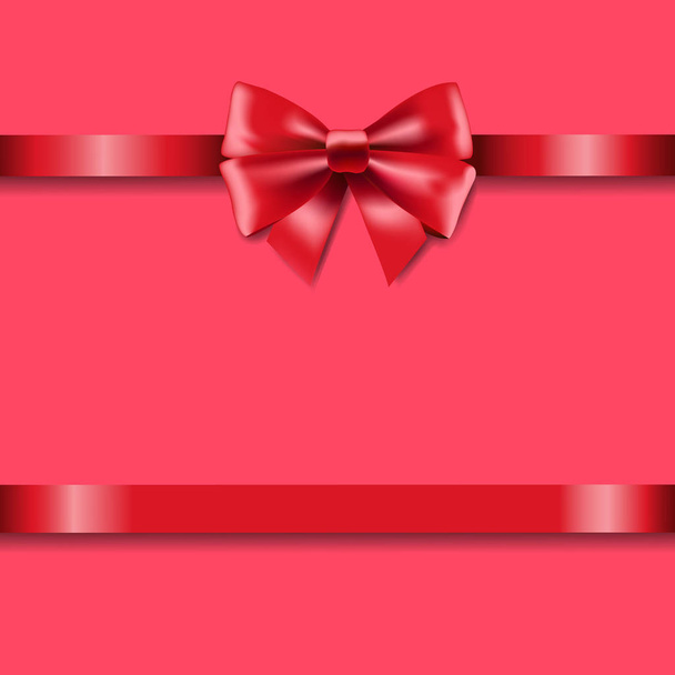 nastri regalo rossi con fiocco su sfondo rosa, vettore, illustrazione
  - Vettoriali, immagini