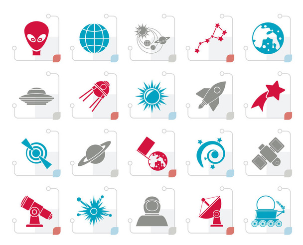Stylized astronomy and space icons  - vector icon set - Vector, Imagen