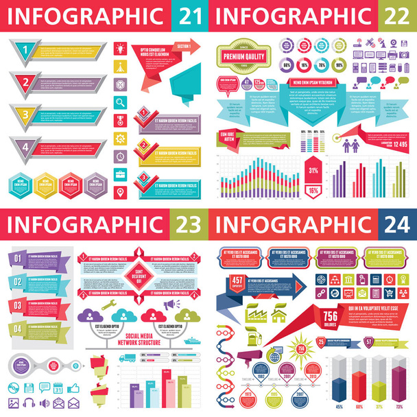 Elementi di business design infografico - illustrazione vettoriale. Collezione di modelli di infografia. Set grafico creativo
.  - Vettoriali, immagini