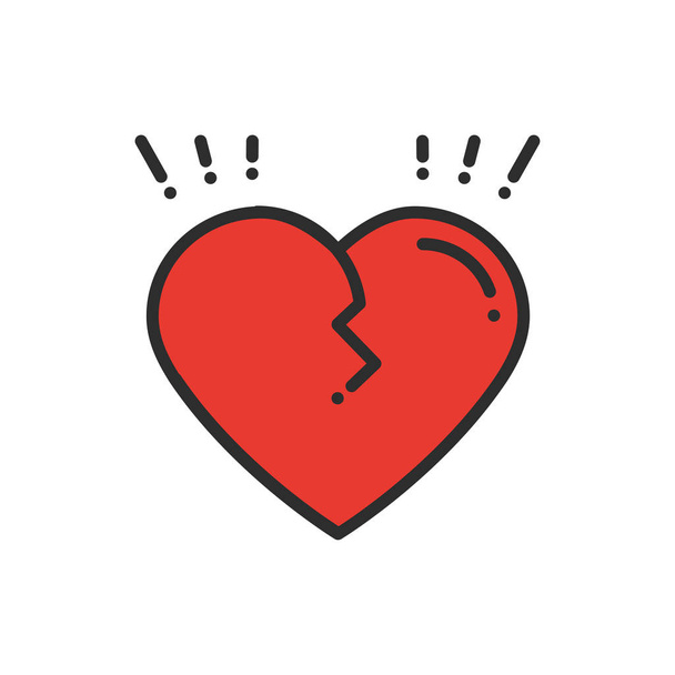 Broken heart line icon. Sign and symbol. Love end relationship lie wedding divorce treachery heartbreak theme. Heart shape. - Vector, Image