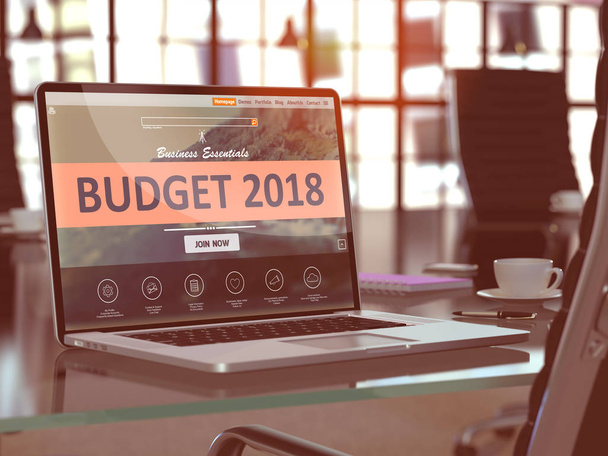 Écran d'ordinateur portable avec le concept Budget 2018. 3d
 - Photo, image
