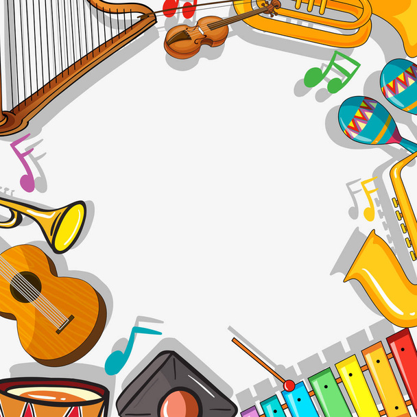 Шаблон границы с музыкальными инструментами
 - Вектор,изображение