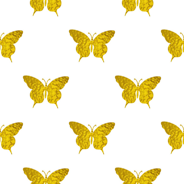 Bezešvé vzor s zlatí motýlci - Vektor, obrázek