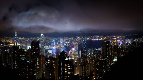 Hong Kong éjszakai kilátás - Fotó, kép