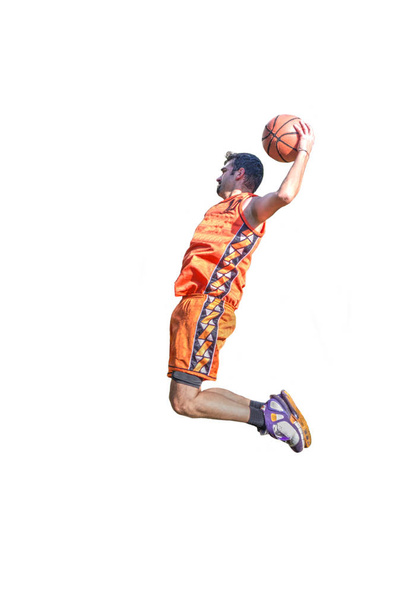 Jugador de baloncesto zurdo en blanco
 - Foto, imagen