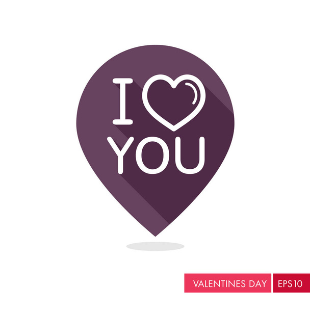Lettering I love you pin map icon - Vector, Image