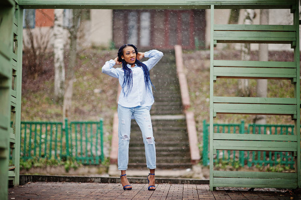Stylish african american girl with dreads outdoor. - Foto, Bild