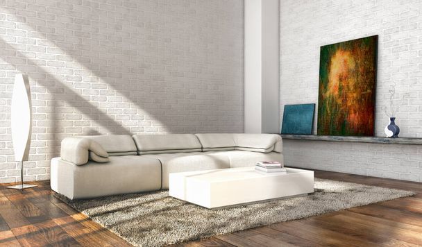 Moderno luminoso interni appartamento 3D rendering illustrazione
 - Foto, immagini