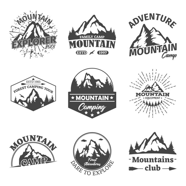 Paisagem rochosa de montanhas de inverno como sinais ou ícones
 - Vetor, Imagem